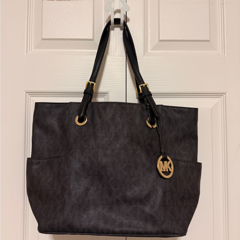 Michael Kors Dark Grey Logo Tote with Gold accents